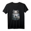 Wolfsilhouette T-Shirt mit Doppelbelichtung – Surreale Wald- und Bergdesigns für Tier- und Naturliebhaber