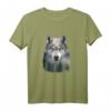 Wolfsilhouette T-Shirt mit Doppelbelichtung – Surreale Wald- und Bergdesigns für Tier- und Naturliebhaber