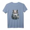Wolfsilhouette T-Shirt mit Doppelbelichtung – Surreale Wald- und Bergdesigns für Tier- und Naturliebhaber