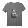 Wolfsilhouette T-Shirt mit Doppelbelichtung – Surreale Wald- und Bergdesigns für Tier- und Naturliebhaber