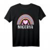 Nigeria Afrika Regenbogenherz T-Shirt für Frauen – Retro 80er Jahre Design, süße Herzen & Cottagecore Stil