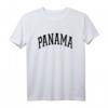 Panama Varsity Style Black Text T-Shirt – Klassisch geschnitten, doppelt genähter Saum, inspiriert von der Schönheit Panamas