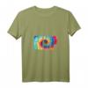 Damen T-Shirt mit Friedenswort in russischer Sprache - Batik-Design, V-Ausschnitt, leichtes und klassisches Schnittmuster