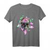 Buntes Totenkopf T-Shirt mit Blumen & Schmetterlingen – Perfekt für Halloween, Tag der Toten & Tattoo-Fans