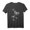 Weisse Schmetterlinge T-Shirt - Elegantes monochromes Design mit dekorativen Flügelmotiven für Damen