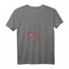 Buntes Damen T-Shirt mit Rosa und Roten Schmetterlingen in Herz-Form - V-Ausschnitt, Ästhetisches Liebes-Design