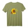 Sonnenblume & Schmetterlinge 'Hope Faith Love Peace' Design T-Shirt - Inspirierende Botschaft, Klassisch Geschnitten