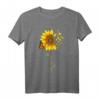Sonnenblume & Schmetterlinge 'Hope Faith Love Peace' Design T-Shirt - Inspirierende Botschaft, Klassisch Geschnitten