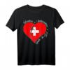 Freedom Independence Faith In God - Christliches T-Shirt mit Schweizer Flagge, Kreuz und Jesus Motiv für Glauben und Familie