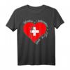 Freedom Independence Faith In God - Christliches T-Shirt mit Schweizer Flagge, Kreuz und Jesus Motiv für Glauben und Familie