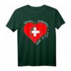 Freedom Independence Faith In God - Christliches T-Shirt mit Schweizer Flagge, Kreuz und Jesus Motiv für Glauben und Familie