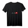 Damen Schweizer Herzschlag T-Shirt mit V-Ausschnitt – Liebe zur Schweiz perfekt für Urlaub & Kurztrip