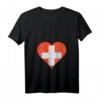 Damen Schweizer Flagge Herz T-Shirt mit V-Ausschnitt - Personalisiertes Schweizer Geschenk für Fans und Freunde