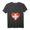 Damen Schweizer Flagge Herz T-Shirt mit V-Ausschnitt - Personalisiertes Schweizer Geschenk für Fans und Freunde