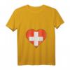 Damen Schweizer Flagge Herz T-Shirt mit V-Ausschnitt - Personalisiertes Schweizer Geschenk für Fans und Freunde
