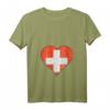 Damen Schweizer Flagge Herz T-Shirt mit V-Ausschnitt - Personalisiertes Schweizer Geschenk für Fans und Freunde