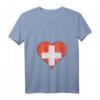 Damen Schweizer Flagge Herz T-Shirt mit V-Ausschnitt - Personalisiertes Schweizer Geschenk für Fans und Freunde