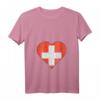 Damen Schweizer Flagge Herz T-Shirt mit V-Ausschnitt - Personalisiertes Schweizer Geschenk für Fans und Freunde
