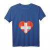 Damen Schweizer Flagge Herz T-Shirt mit V-Ausschnitt - Personalisiertes Schweizer Geschenk für Fans und Freunde