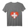Damen Schweizer Flagge Herz T-Shirt mit V-Ausschnitt - Personalisiertes Schweizer Geschenk für Fans und Freunde