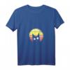 Damen Katzenmotiv mit einer schwarzen Katze vor einer retro Sonne – Trendiges T-Shirt mit V-Ausschnitt für Katzenliebhaberinnen