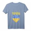 Damen Ukraine Herz T-Shirt mit Kyrillischer Schrift und V-Ausschnitt – Unterstützung der Ukraine in Flaggenfarben