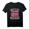 Keine Therapie Muss Nur Nach Norwegen Urlaub Flagge T-Shirt - Lustiges Skandinavien-Reise-Shirt für Angler und Wanderer