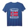 Keine Therapie Muss Nur Nach Norwegen Urlaub Flagge T-Shirt - Lustiges Skandinavien-Reise-Shirt für Angler und Wanderer