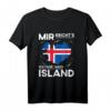 Island Souvenir T-Shirt mit Insel-Umriss & Flagge – Lustiges Urlaubskleidung Zubehör für Wanderer, Kletterer & Island-Fans