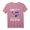 Island Souvenir T-Shirt mit Insel-Umriss & Flagge – Lustiges Urlaubskleidung Zubehör für Wanderer, Kletterer & Island-Fans