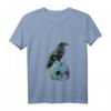 Damen Vintage Krähe Gothic T-Shirt mit V-Ausschnitt - Perfektes Geschenk für Vogelliebhaber & Gothic-Fans, Edgar Allan Poe Begeisterte