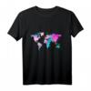 Weltkarte Aquarell T-Shirt mit Kontinenten – Trendiges Geschenk für Reisefreunde, Toleranz & Liebe, perfekt zu Weihnachten & Geburtstagen
