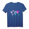 Weltkarte Aquarell T-Shirt mit Kontinenten – Trendiges Geschenk für Reisefreunde, Toleranz & Liebe, perfekt zu Weihnachten & Geburtstagen