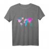 Weltkarte Aquarell T-Shirt mit Kontinenten – Trendiges Geschenk für Reisefreunde, Toleranz & Liebe, perfekt zu Weihnachten & Geburtstagen